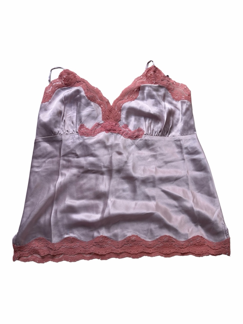 Satin Lace-Trim Camisole in Dusty Rose